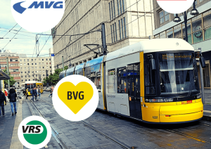 Bild Tram und Logos Mobilitätsanbieter